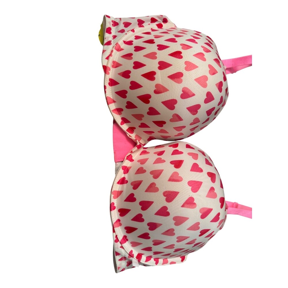 VICTORIA’S SECRET Valentines White Red Pink Hearts Push Up Underwire Bra 38DD - Picture 8 of 9